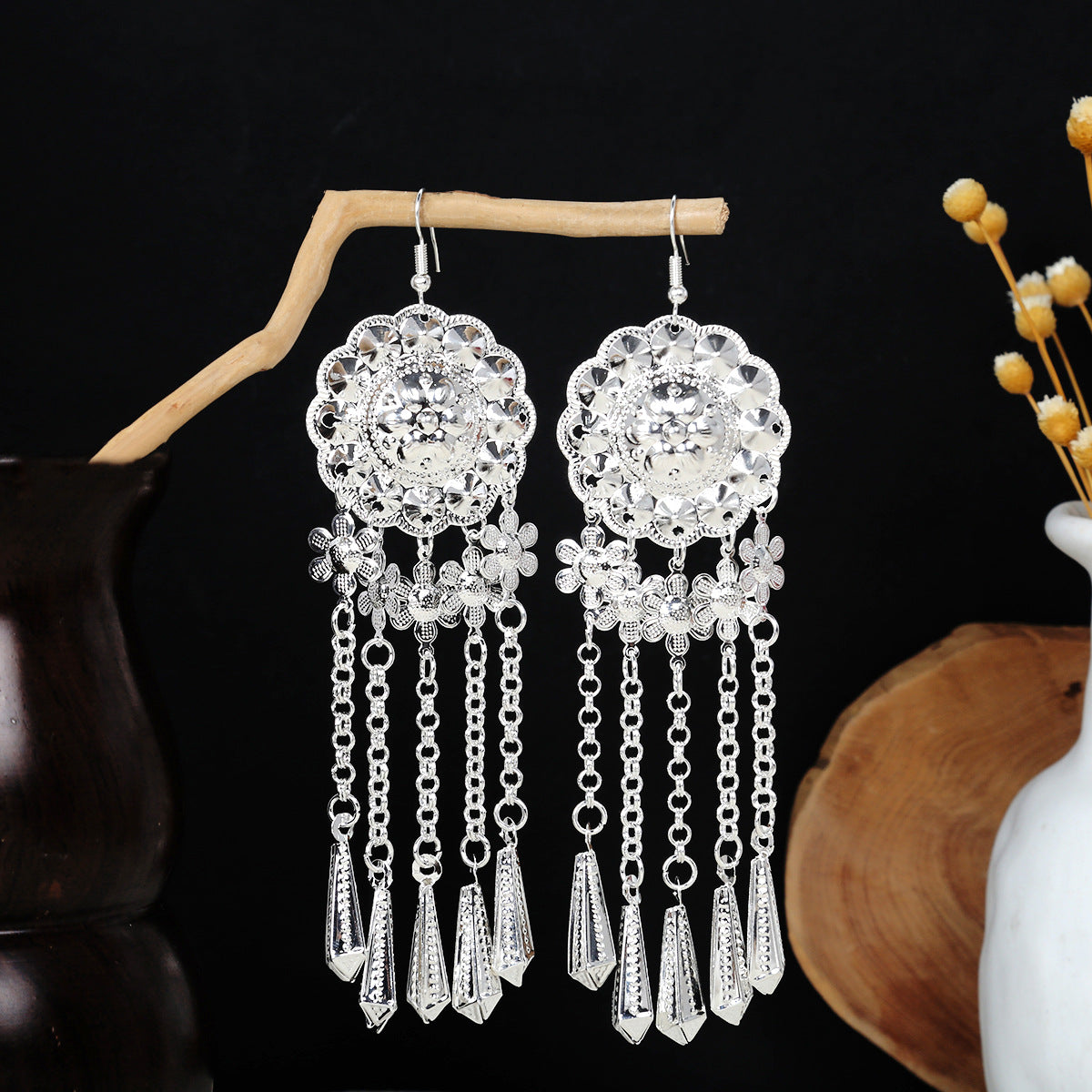 E6,Miao silver earrings
