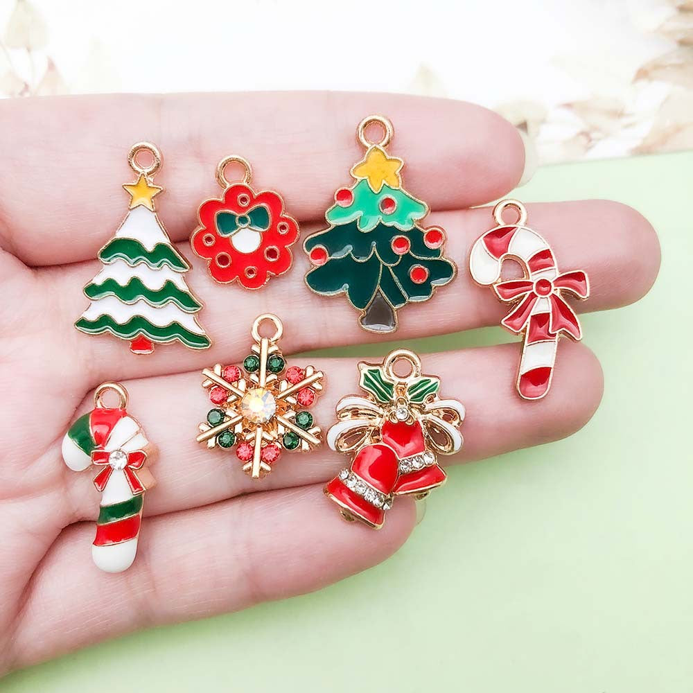 50 assorted gold plated enamel christmas charm