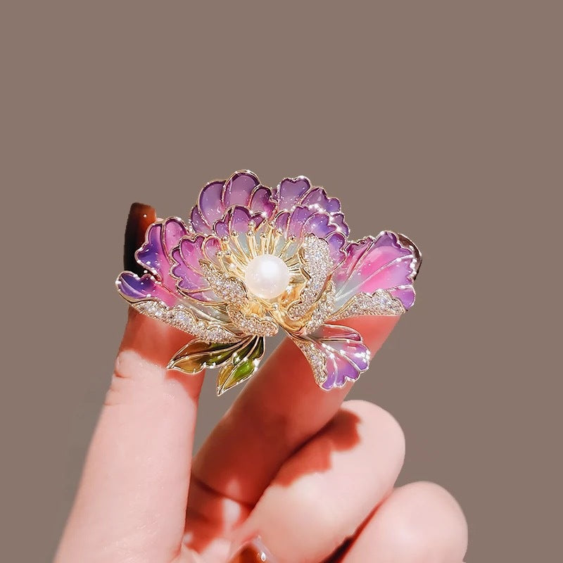 29-Type Hand Painted Enamel Sparkling Diamond Vintage Animal Brooch, Pink Flower Fashion Brooch