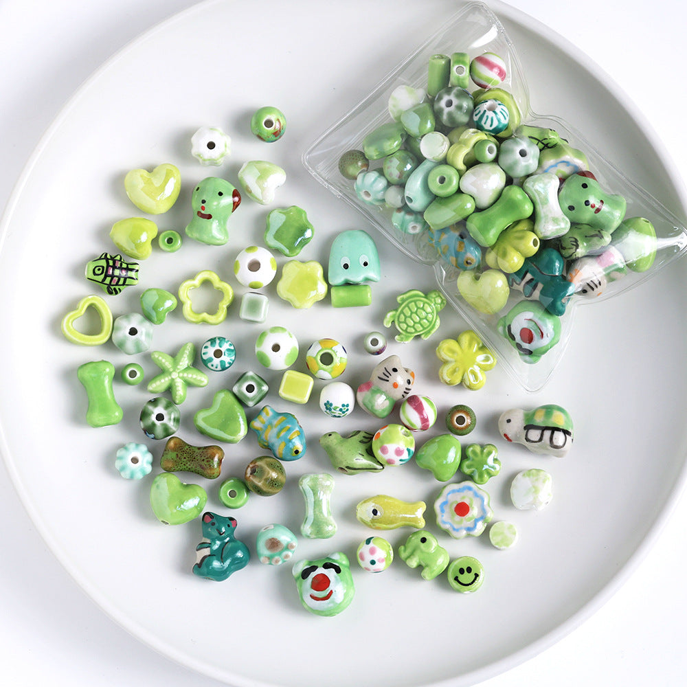 Ceramic mixed beads sets, hand-painted DIY accessories sets