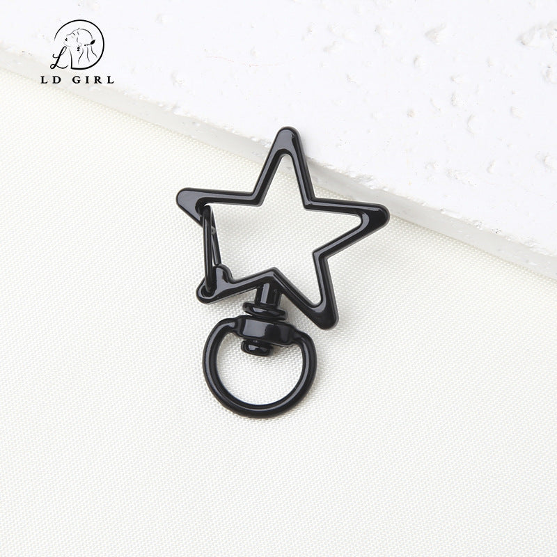 A pentagram spring buckle, colored alloy paint, keychain, DIY material