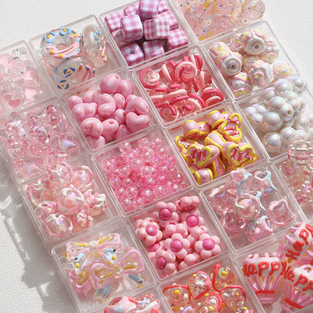 Pink special-shaped/heavy industry hand-painted beads/DIY accessories【桃之夭夭】