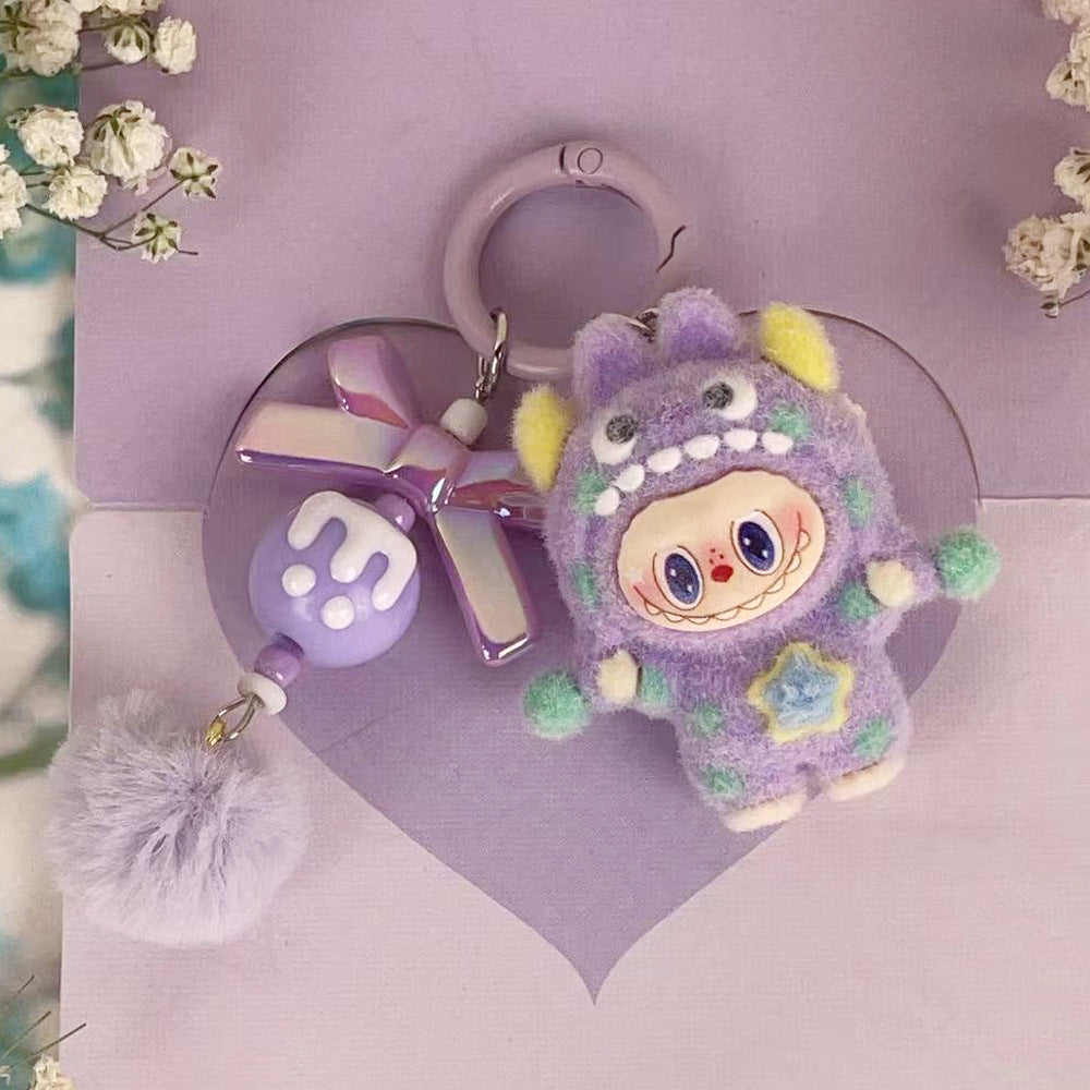 Flocking multi-point monster cloth cloth, jewelry accessories, cartoon DIY keychain.