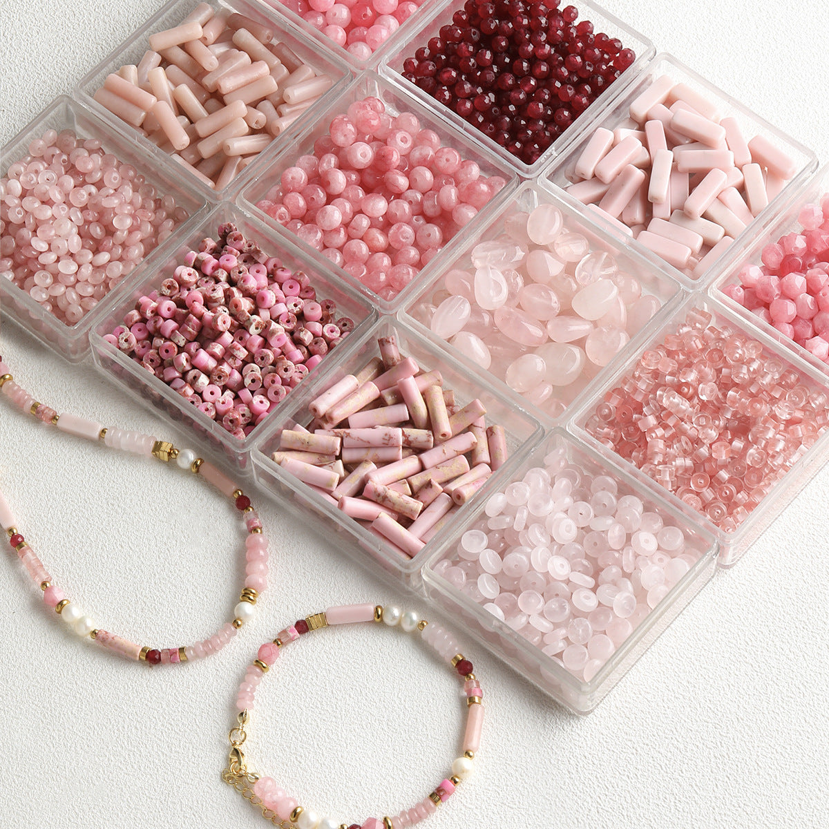 Pink natural stone DIY accessories【粉栀】