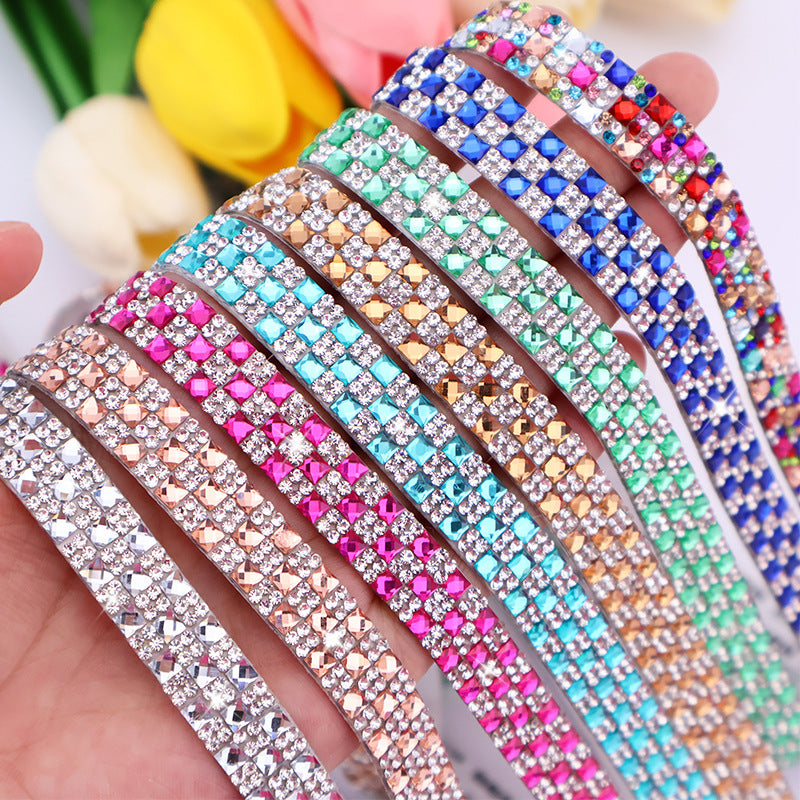 10-Color 1 yard 4*4mm/Square diamond，7-size Square diamond stickers