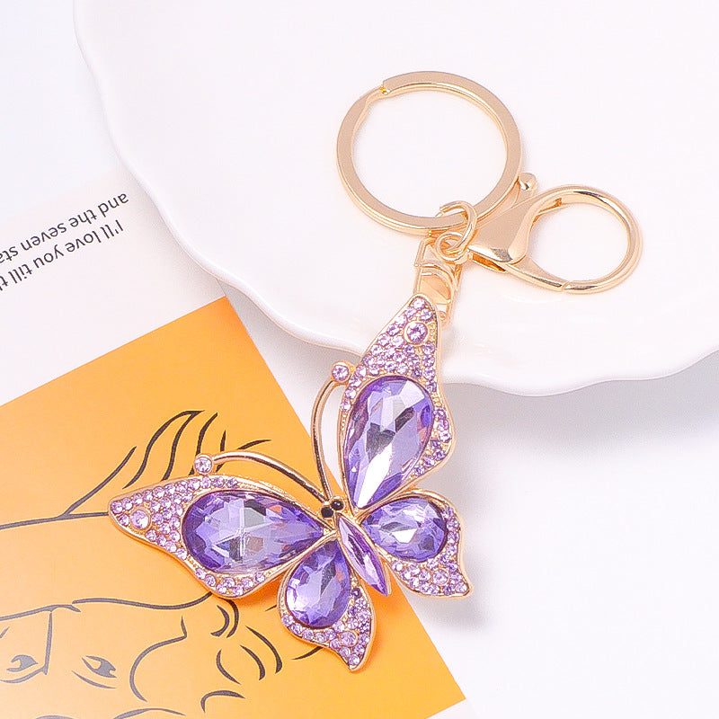 18-Color Stone Diamond Butterfly Keychain, Necklace