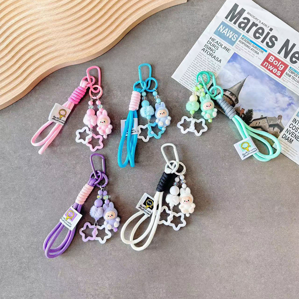 B1 new flocking doll cartoon mobile phone chain/plush mobile phone pendant