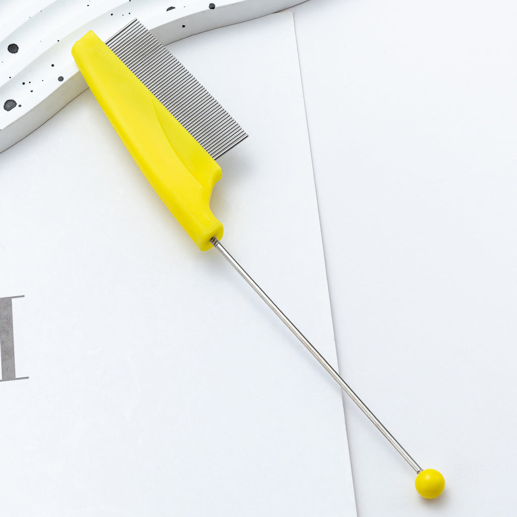 DIY beaded pet comb dog cat flea removal comb plastic dense tooth special comb steel needle comb hair removal comb wholesale