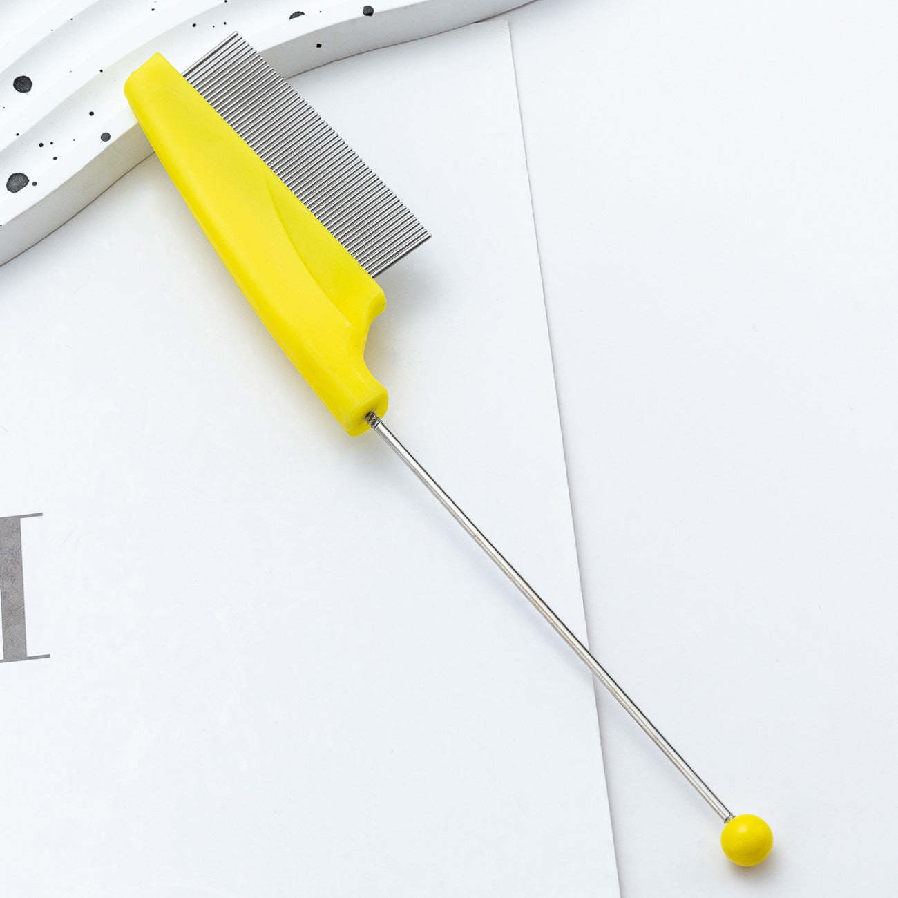 DIY beaded pet comb dog cat flea removal comb plastic dense tooth special comb steel needle comb hair removal comb wholesale