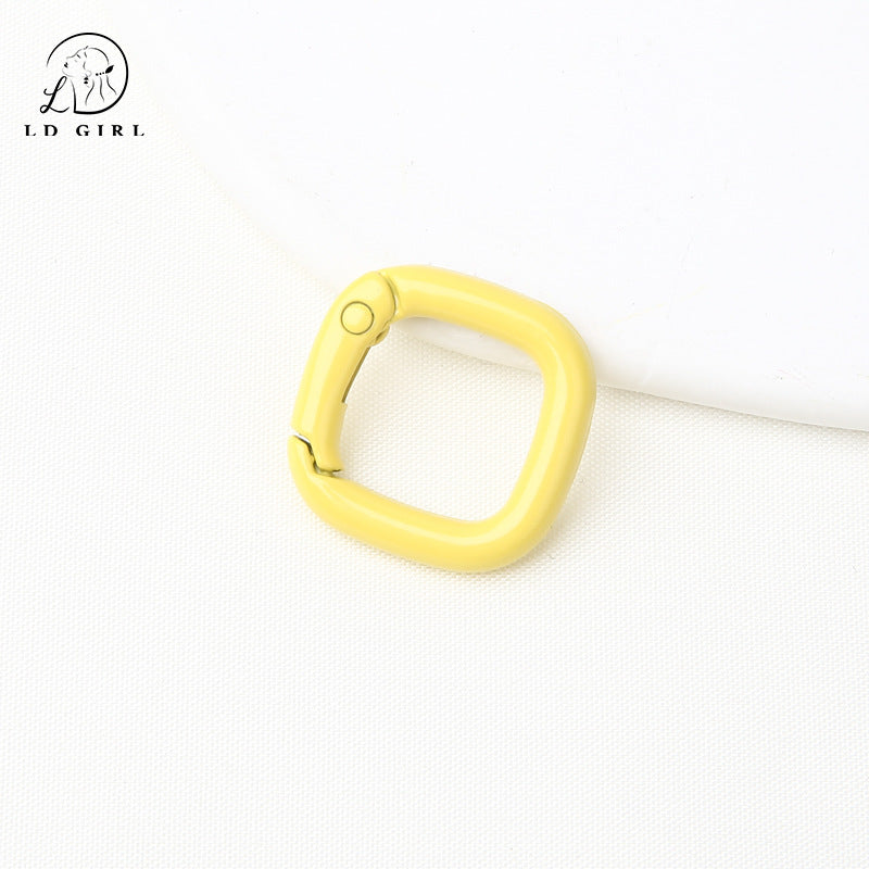 A colored paint, square spring buckle, DIY alloy jewelry accessories, keychain