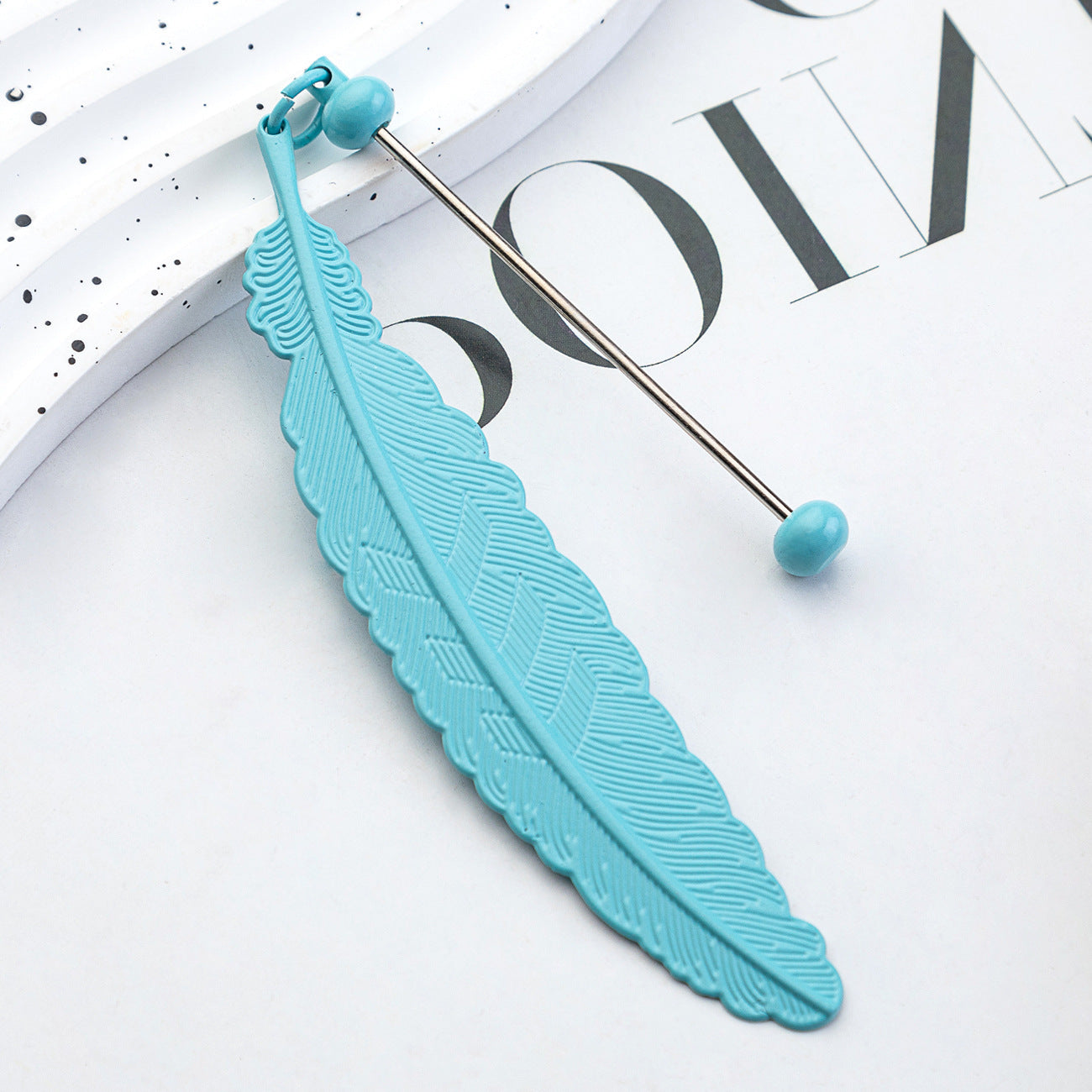 14-Color DIY feather bookmark, cartoon pendant, reading mark page holder 19.6 * 2.4cm