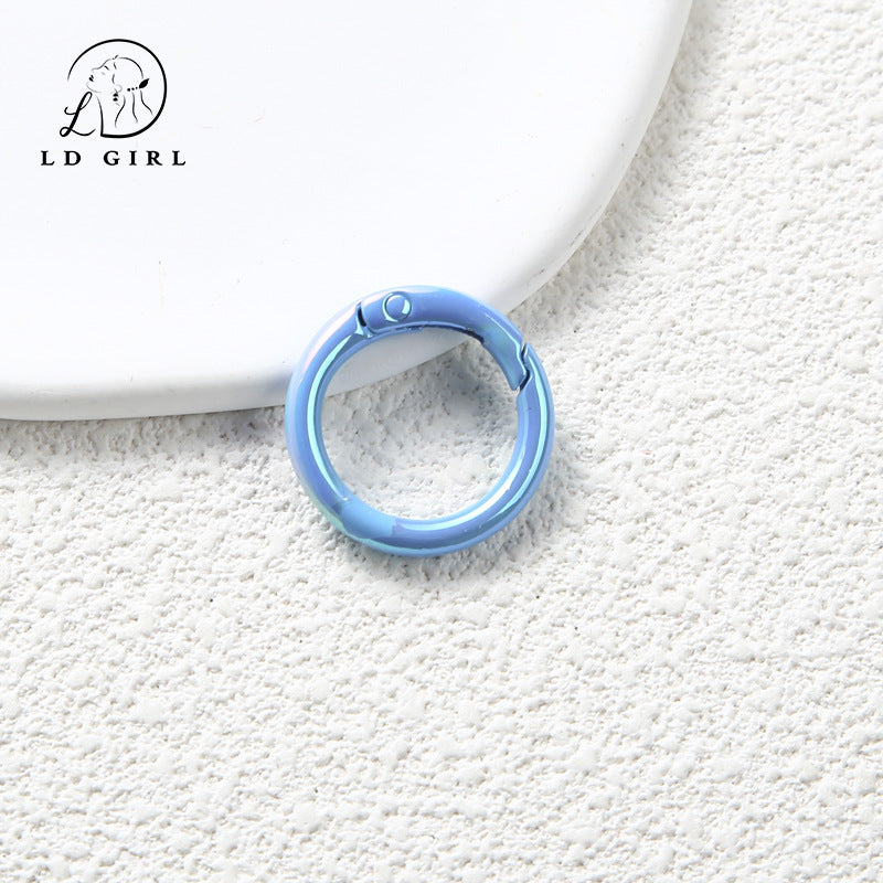 A Color electroplated spring buckle, paint zinc alloy, spring ring, round buckle, jewelry accessories, DIY handmade spring buckle