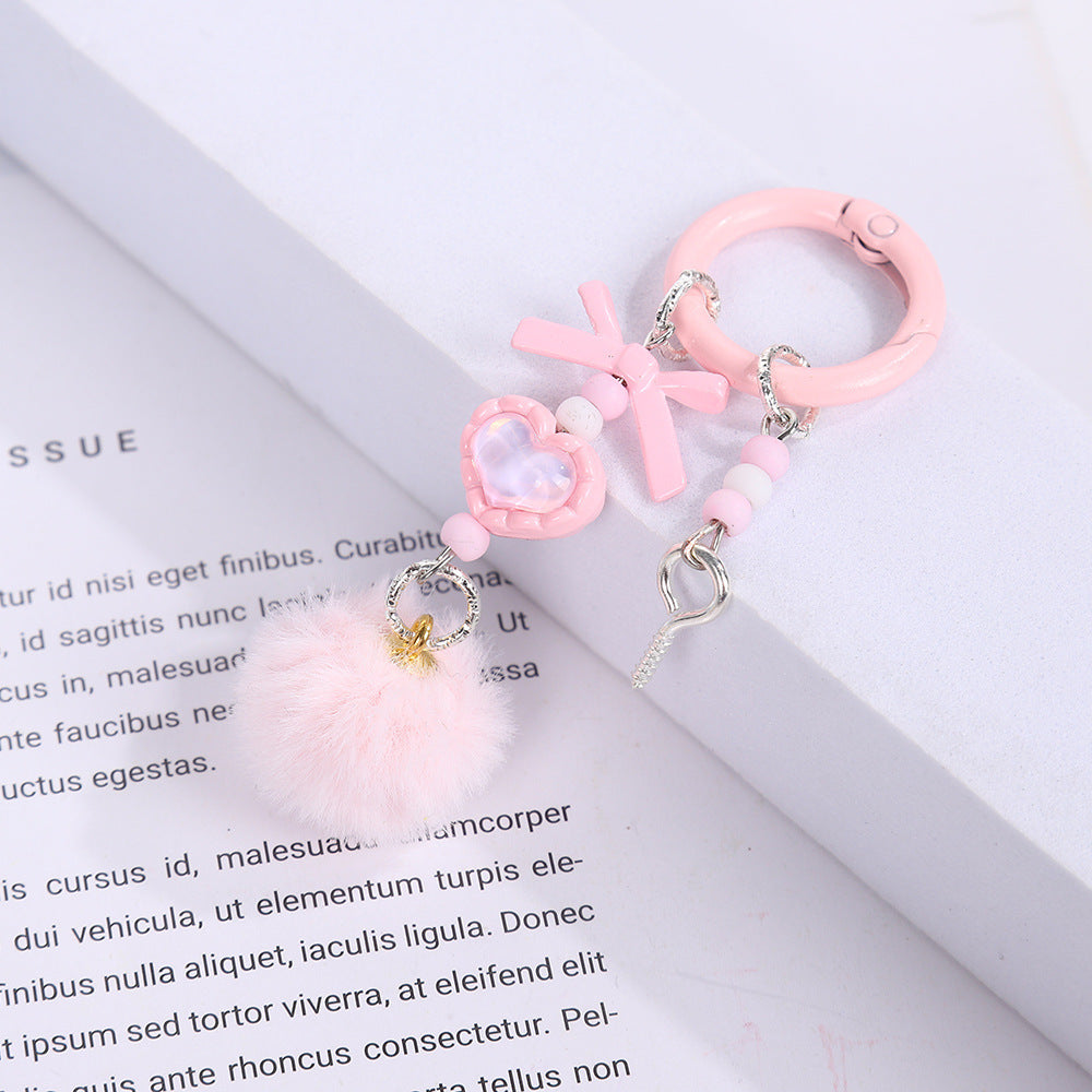 Alloy hairball beaded pendant, DIY mobile phone chain