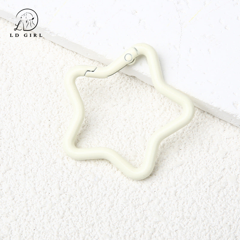 A paint alloy big heart, five-pointed star, spring ring, keychain, spring ring DIY jewelry accessories