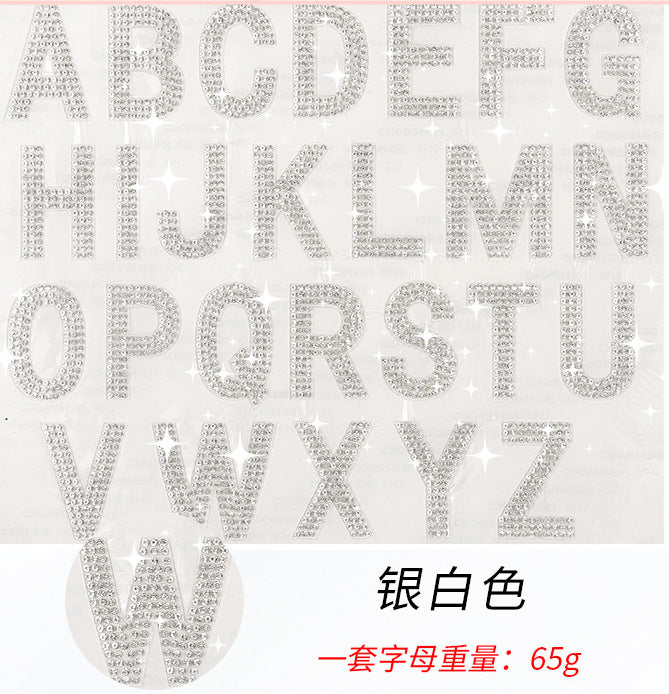 9-color Set,4cm*2.5cm every letters, 26-letter crystal rhinestones, DIY 24cm*24cm/set