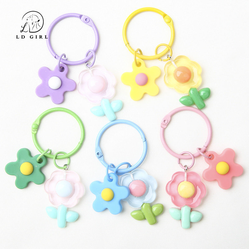 A colorful soft rubber resin flower keychain, pendant, DIY, accessories