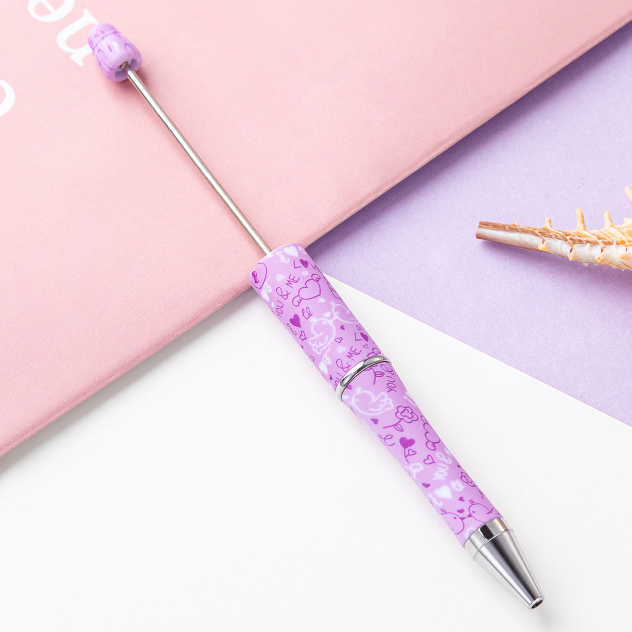 16-Color DIY Valentine's Day love bead pen, creative handmade, printed multi-color beaded ballpoint pen