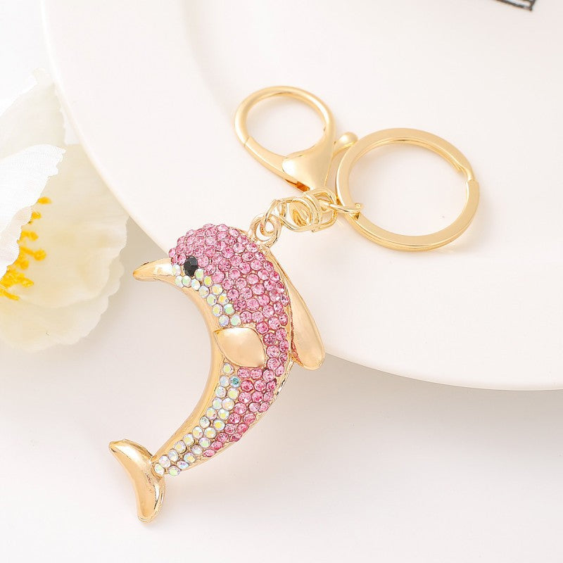 9-Type Colorful Ocean Animal Diamond Wallet Pendant Key Ring
