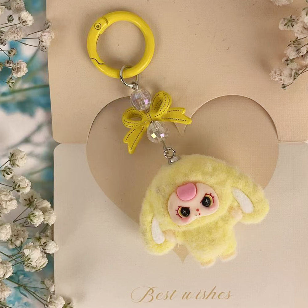 Big-eared baby three years old, flocked cartoon keychain