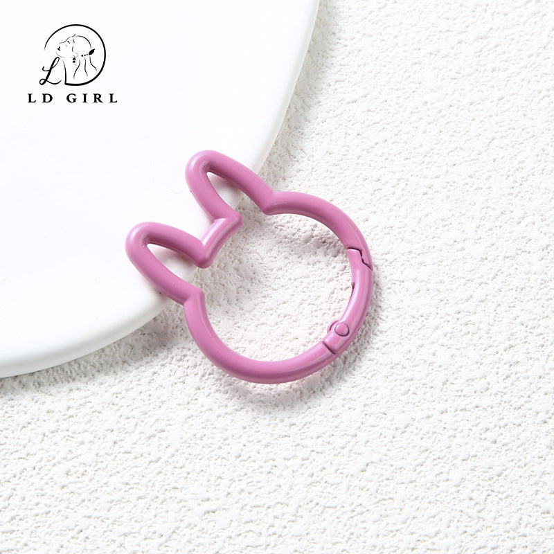 A large rabbit spring buckle, open ring, colorful spring ring