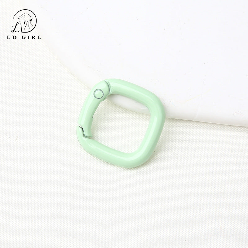 A colored paint, square spring buckle, DIY alloy jewelry accessories, keychain