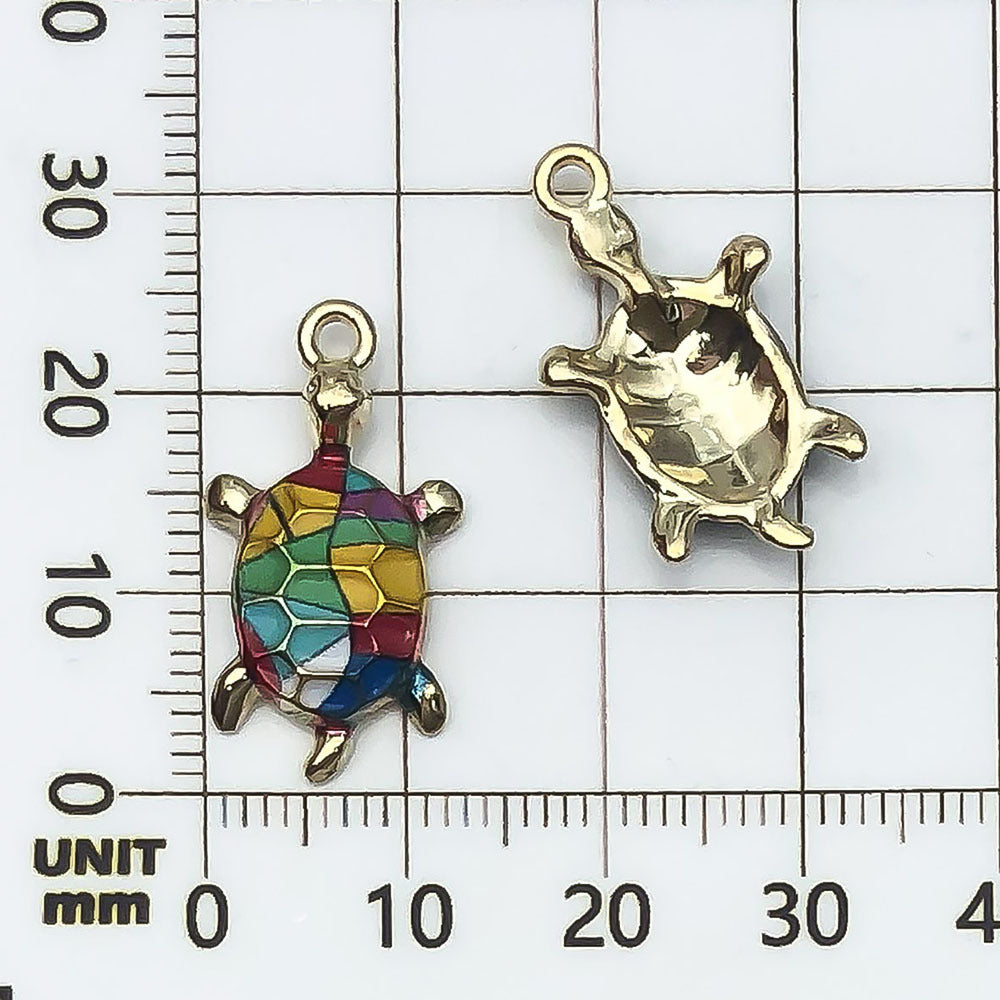 NO.18 Turtle gold plated enamel charm metal, alloy