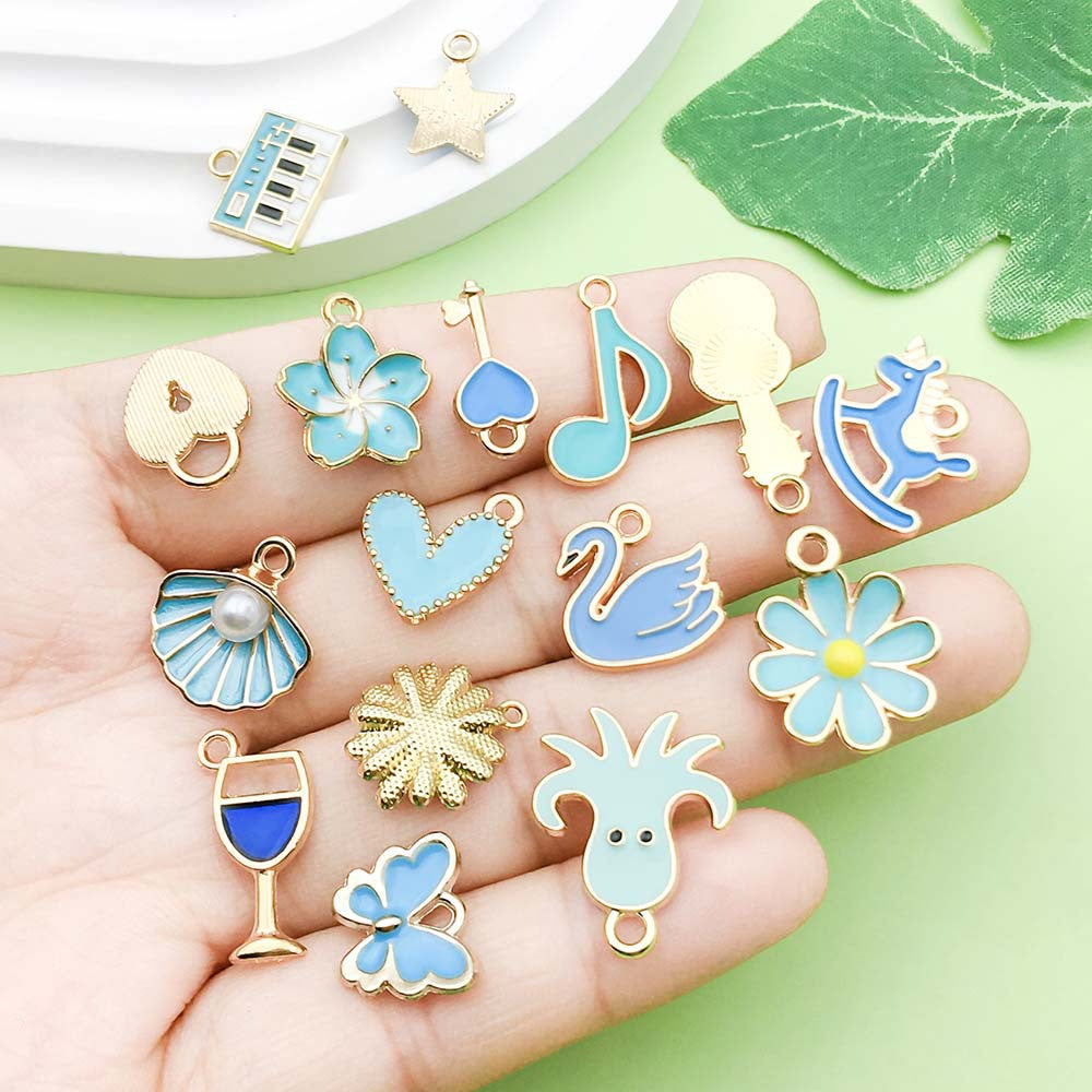 NO. 22-1 Mixed 20lake blue charm metal, alloy