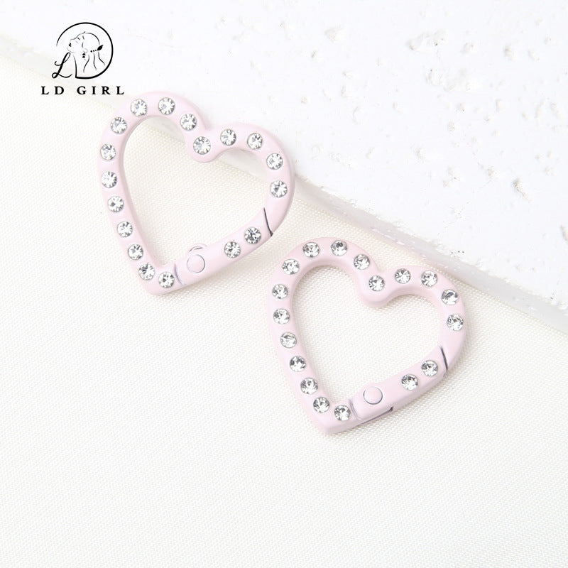 A25mm diamond set, love spring buckle, open ring, DIY jewelry accessories