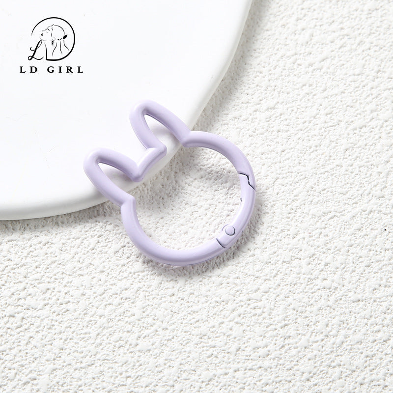 A large rabbit spring buckle, open ring, colorful spring ring