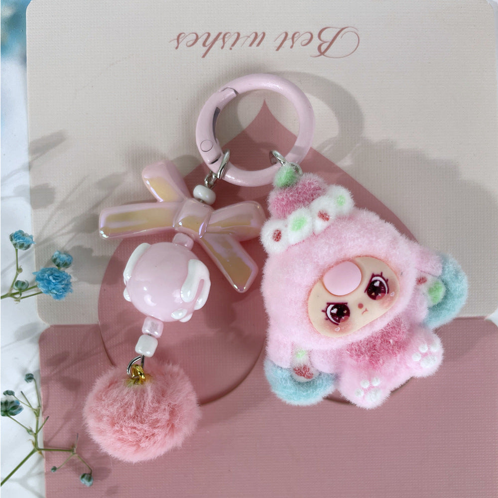 Flocking dessert three-year-old baby jewelry accessories, cartoon keychains, bag pendants