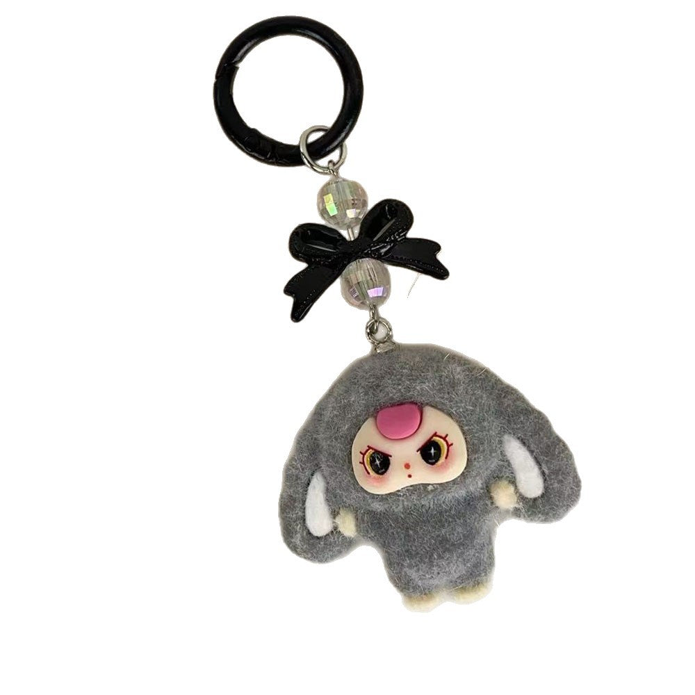 Big-eared baby three years old, flocked cartoon keychain