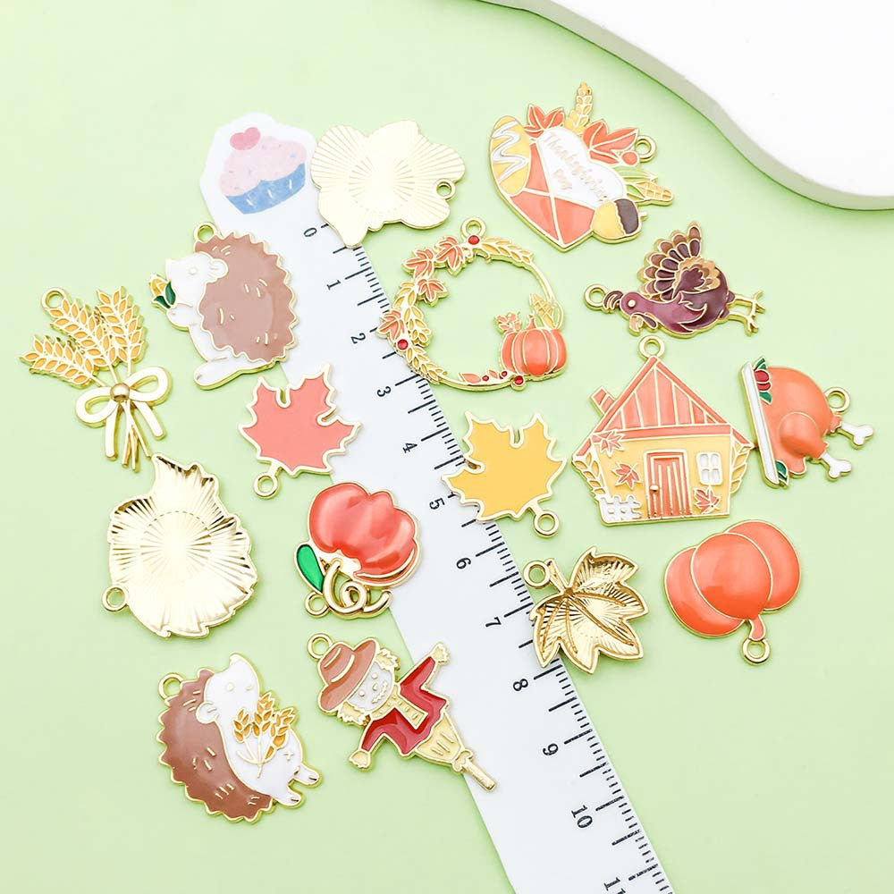 Thanksgiving series gold plated enamel charm metal alloy