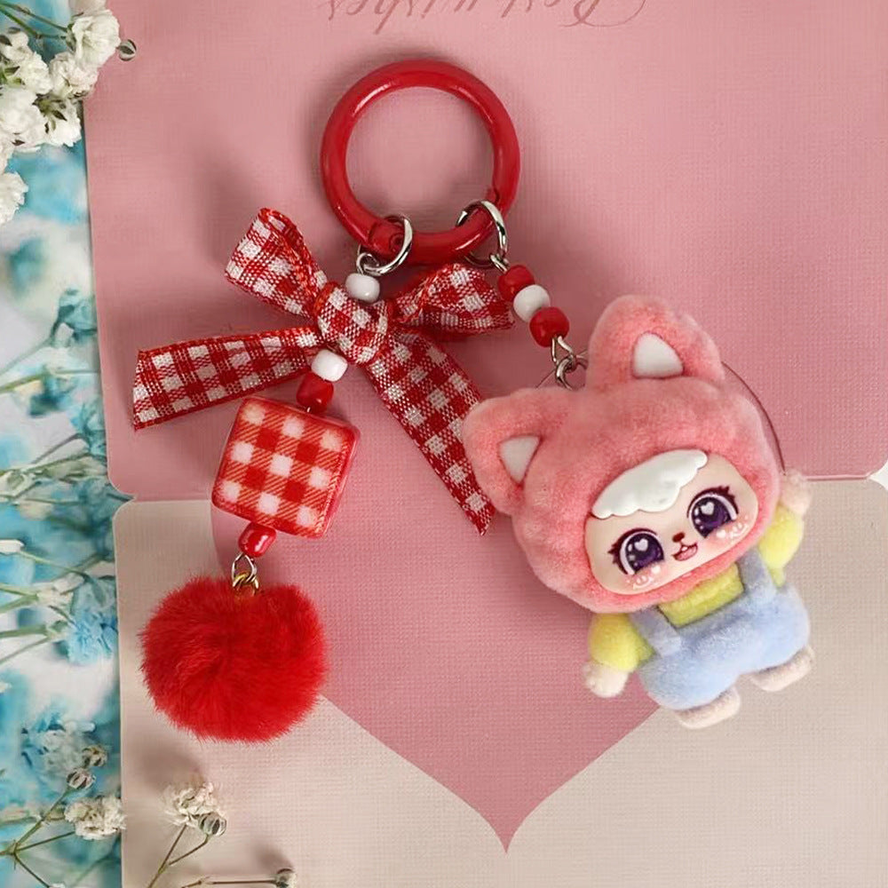 Flocking beckoning cat pear, cat jewelry accessories B