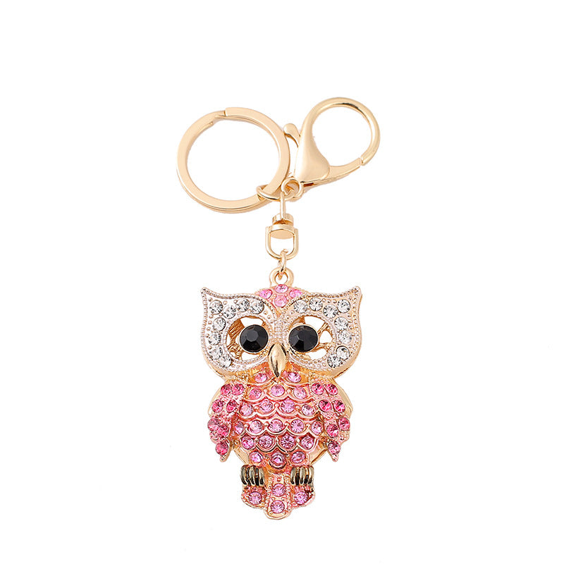 26-Color, Cartoon Owl with Diamonds, Metal Keychain