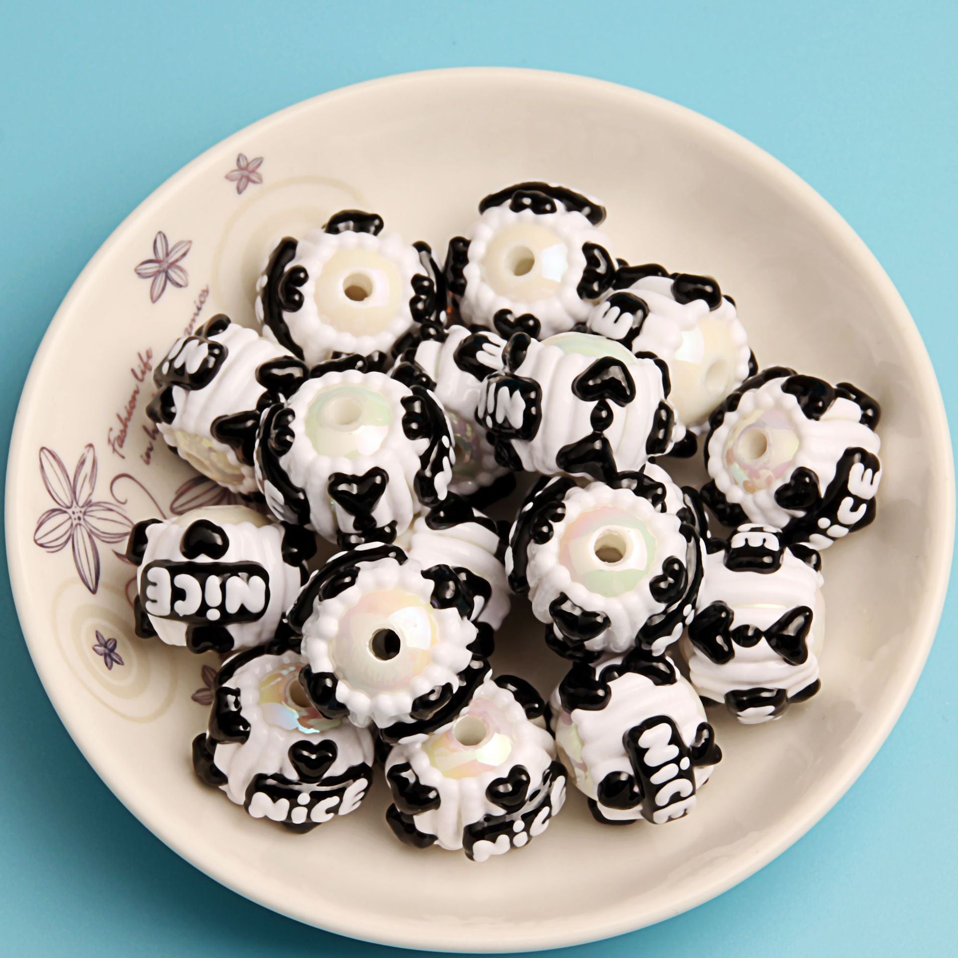 No.4 Black hand-painted bead string bead pen DIY mobile phone chain