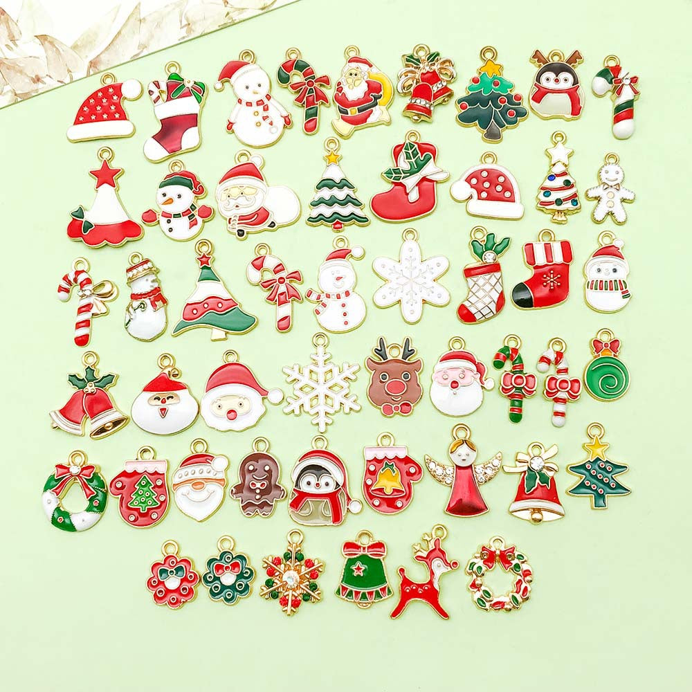 50 assorted gold plated enamel christmas charm