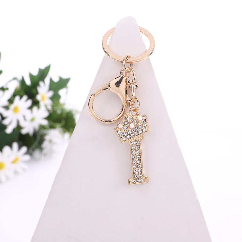 Metal Diamond letter keychain, premium key ring, rhinestone backpack charm