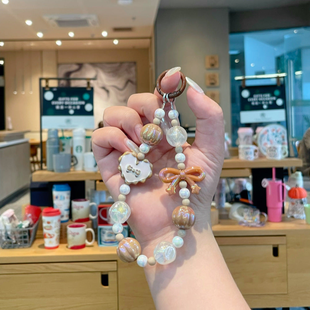 B2 new love bow mobile phone chain/bag keychain pendant