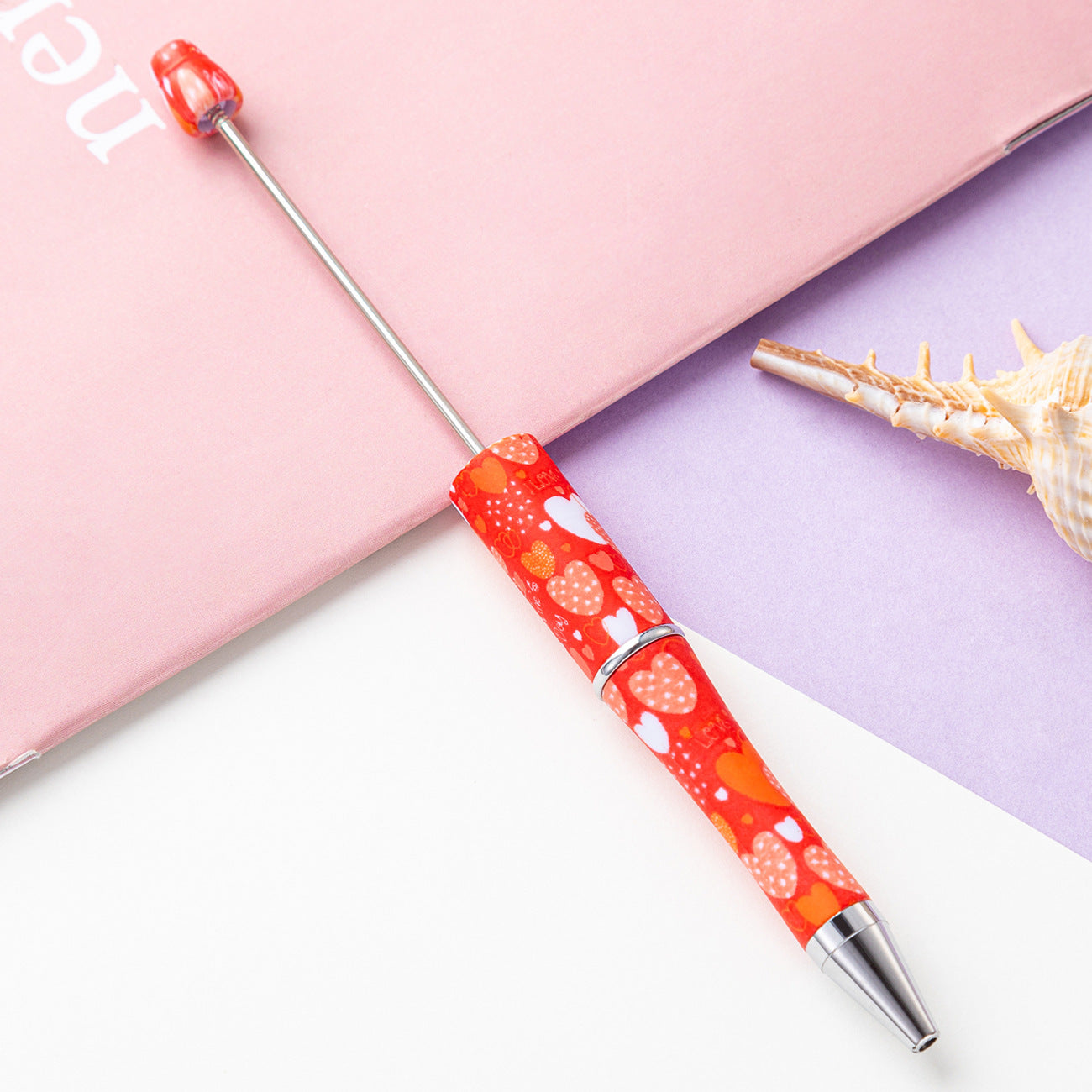 16-Color DIY Valentine's Day love bead pen, creative handmade, printed multi-color beaded ballpoint pen