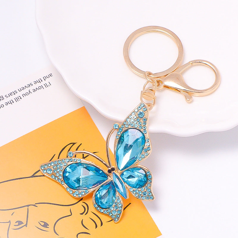 18-Color Stone Diamond Butterfly Keychain, Necklace