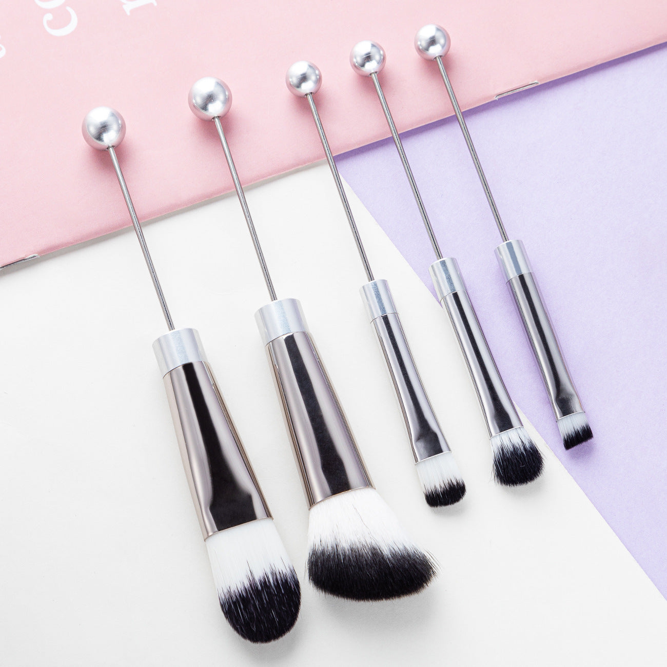 5 DIY Metal Handle Beaded Makeup Brush Set