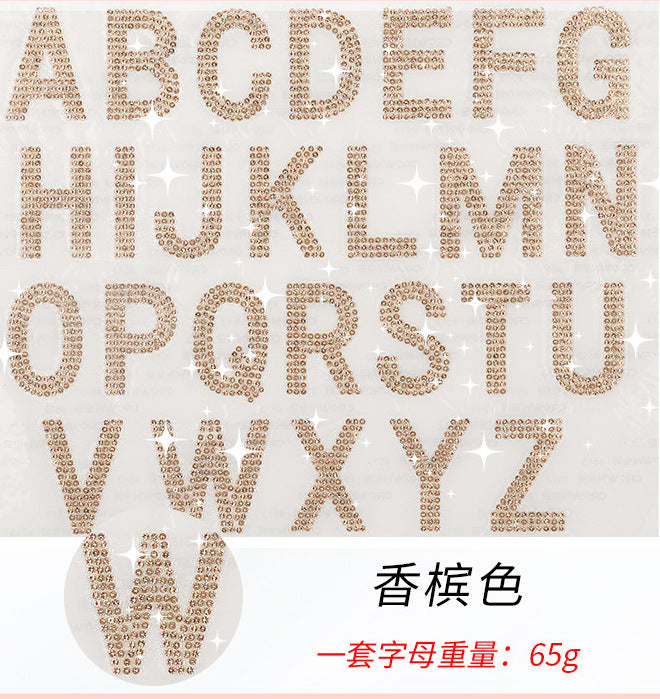 9-color Set,4cm*2.5cm every letters, 26-letter crystal rhinestones, DIY 24cm*24cm/set