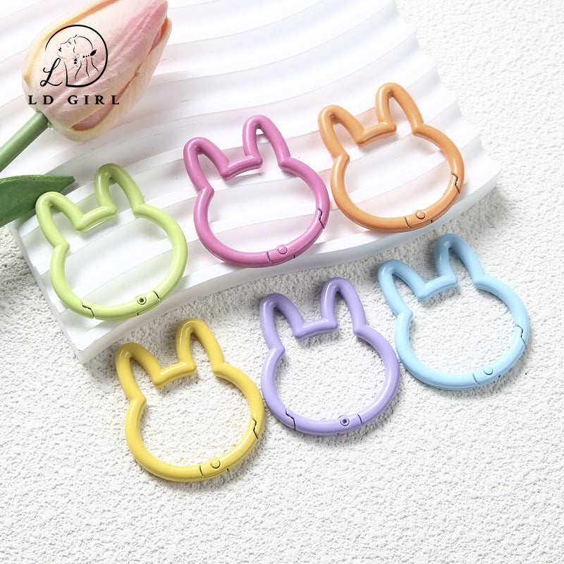 A large rabbit spring buckle, open ring, colorful spring ring