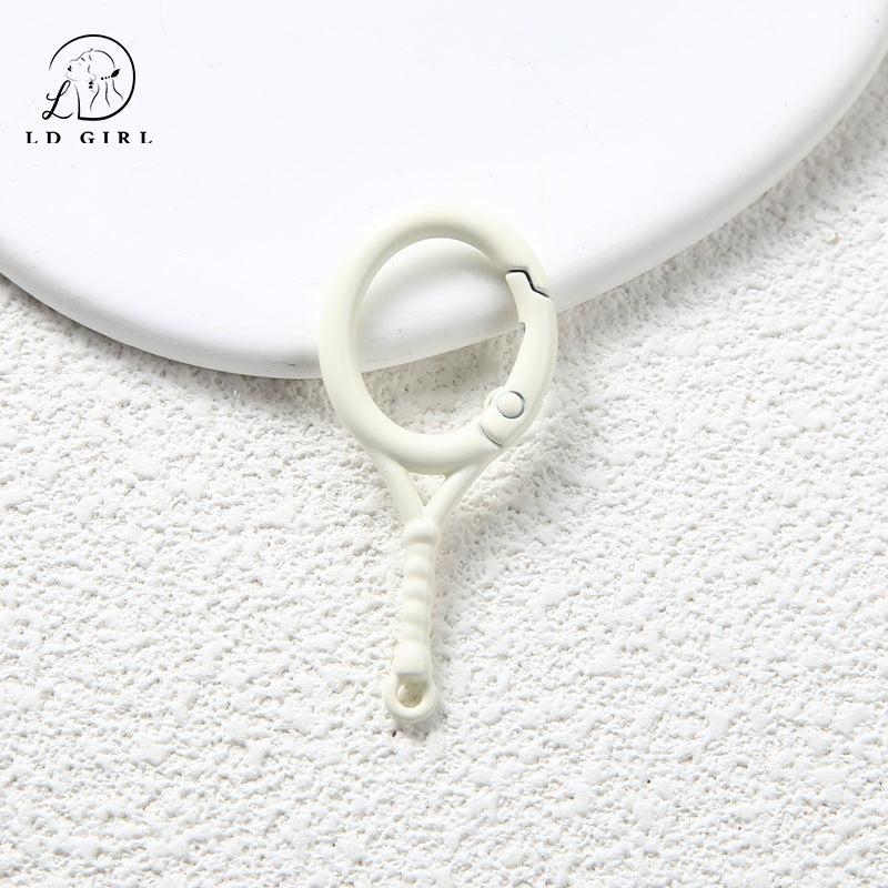 A Tennis racket spring buckle, open ring, spring ring, badminton racket keychain, DIY accessory buckle