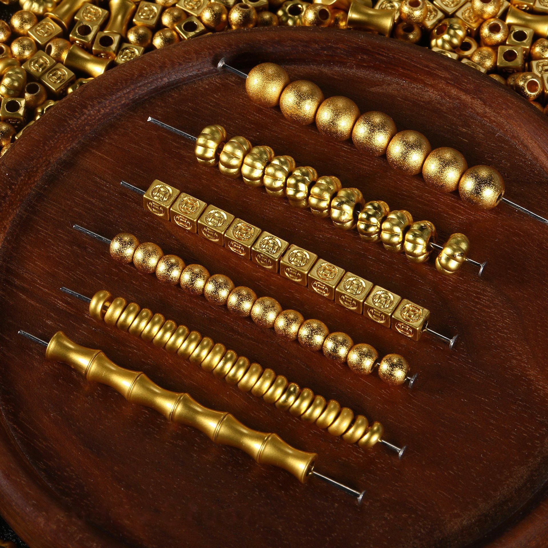 Color retention, sand gold, straight hole, spacer beads/pumpkin beads/spacer/round loose beads, DIY accessories
