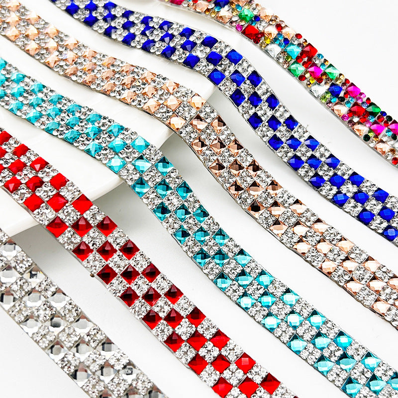 10-Color 1 yard 4*4mm/Square diamond，7-size Square diamond stickers