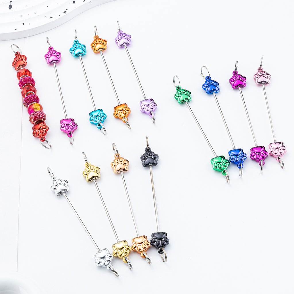 13-Color Creative new DIY beaded pole, multi-color beaded cat claw keychain pole pendant, plastic beaded pole 11.7cm
