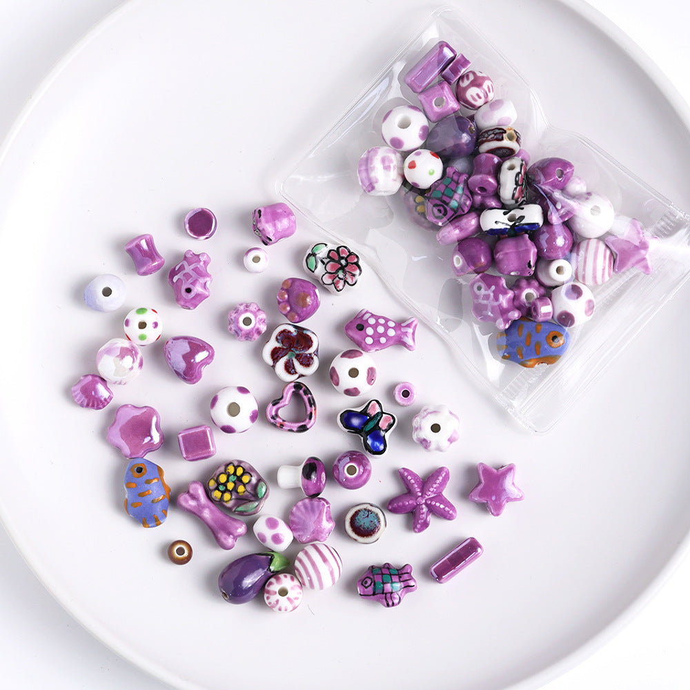 Ceramic mixed beads sets, hand-painted DIY accessories sets