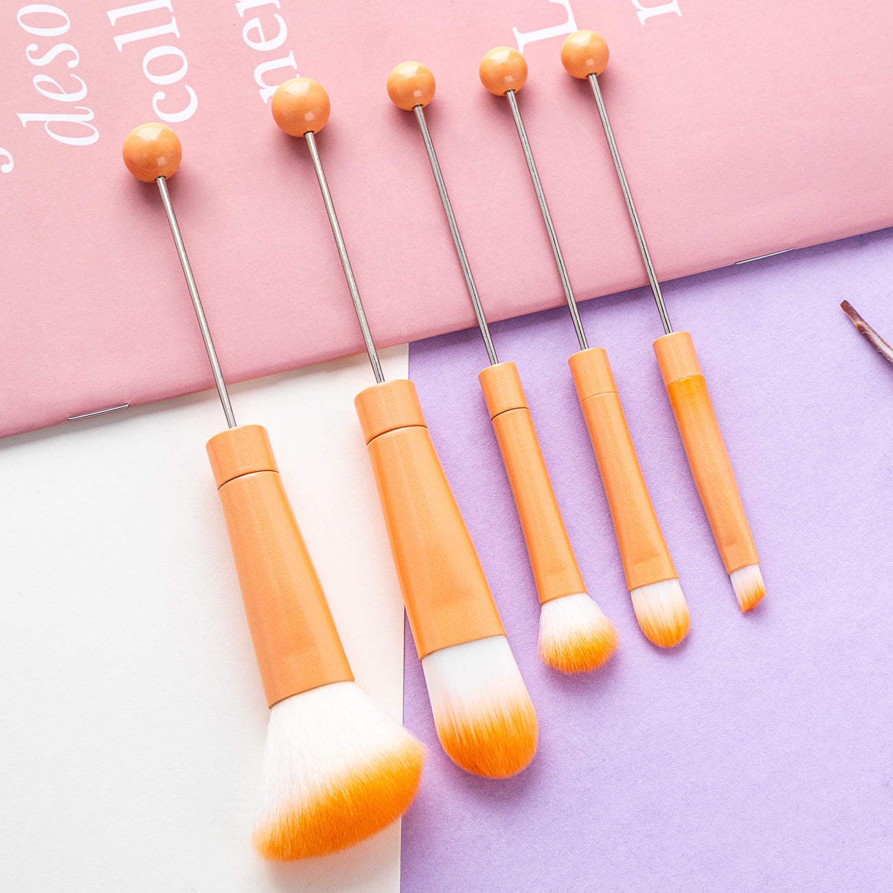 5 DIY metal handles, beaded makeup brush set