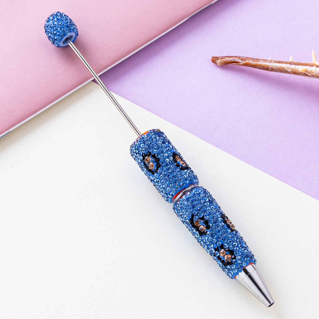 DIY Leopard print bead pen, handmade sticker drill pen